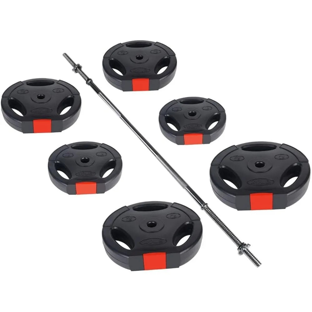 Barbell w Vinyl Standard 1-Inch Plates Set